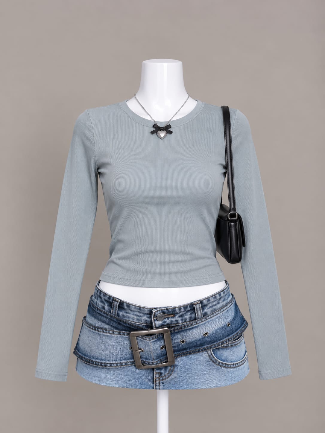 Blue Gray Crop Top