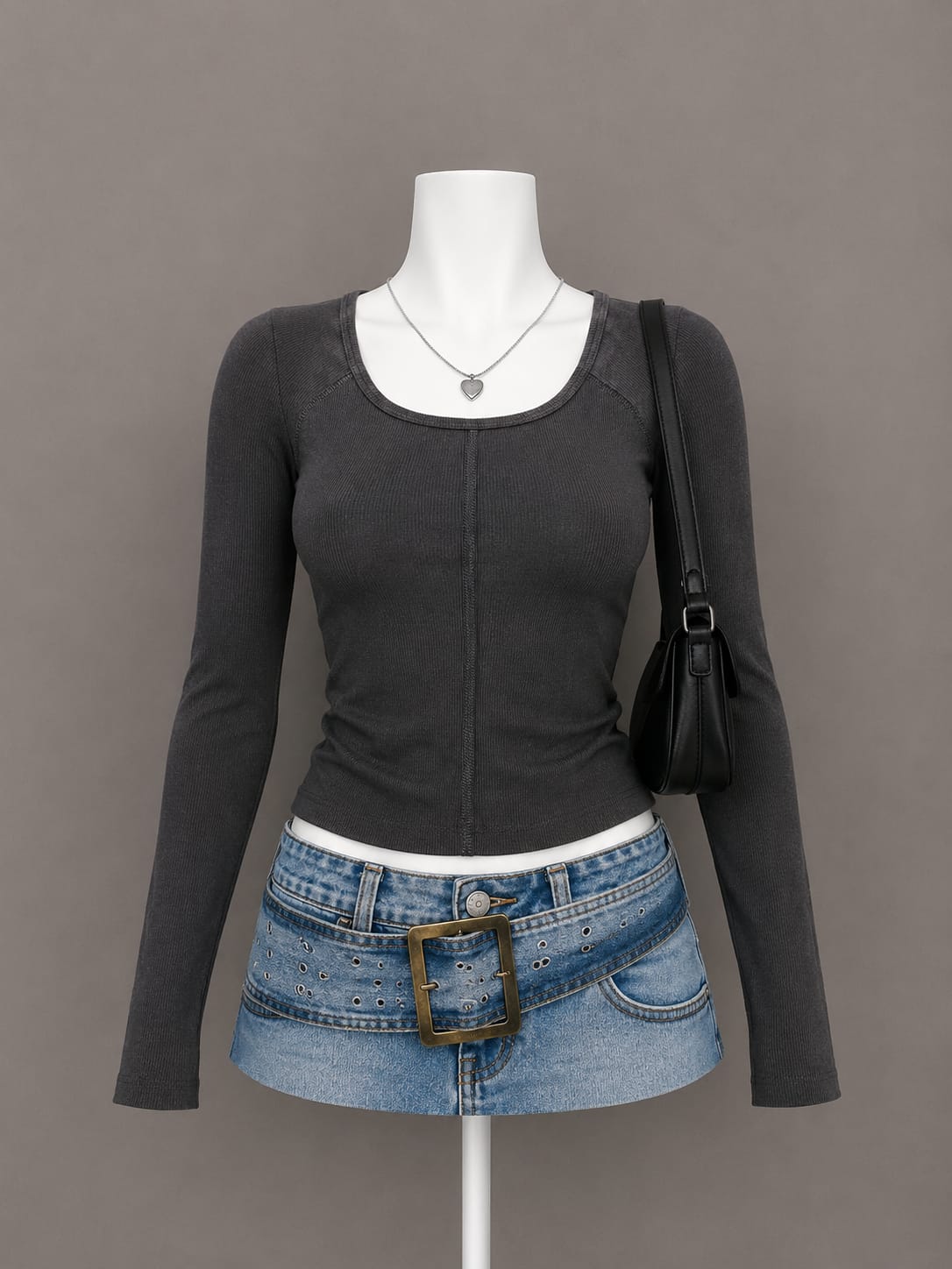 Gray Long Sleeve Top