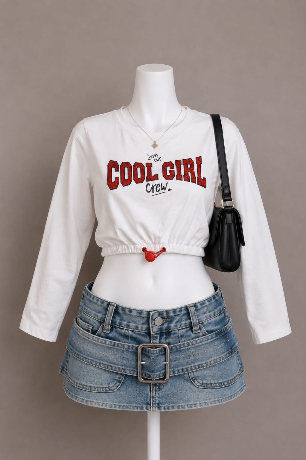 White Graphic Crop Top