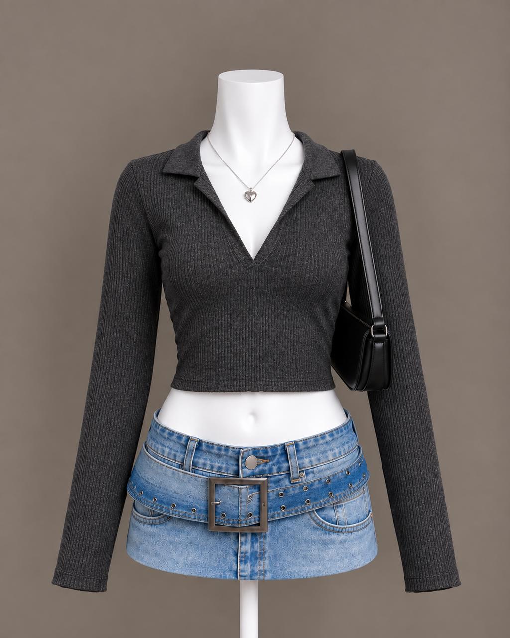 Charcoal Crop Top