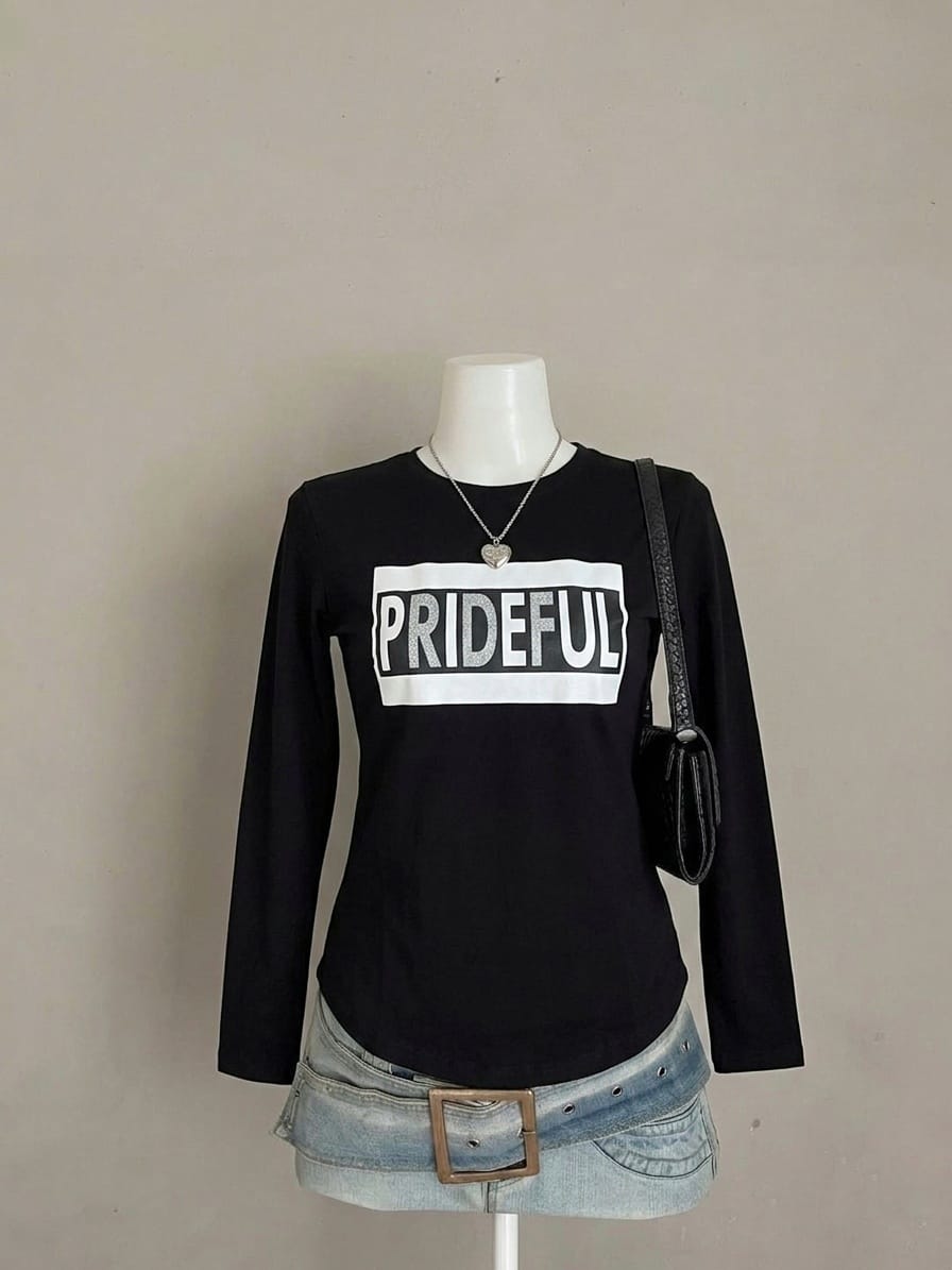 Black Prideful Graphic Long-Sleeve Top