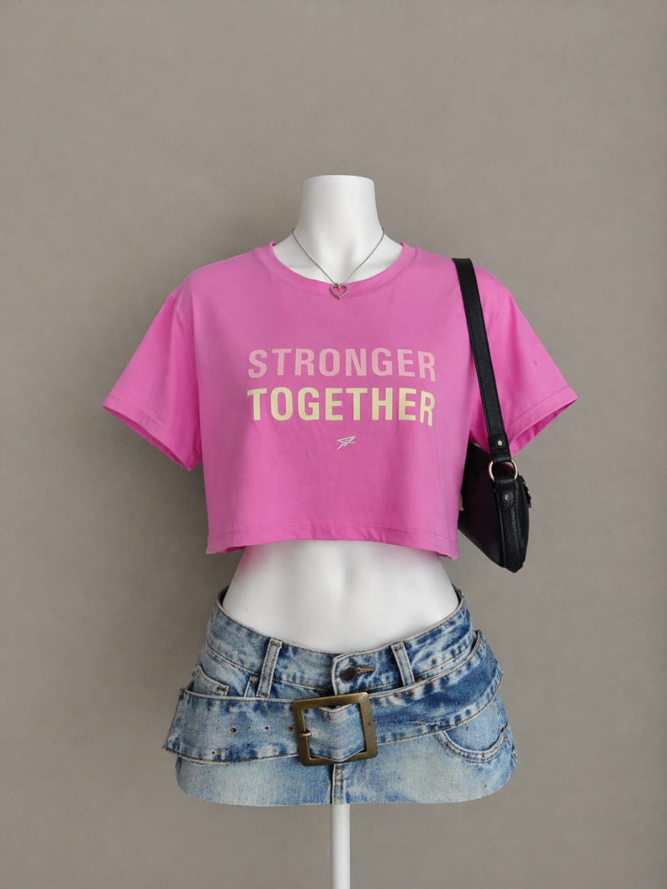 Women’s Pink "Stronger Together" Graphic Crop Top