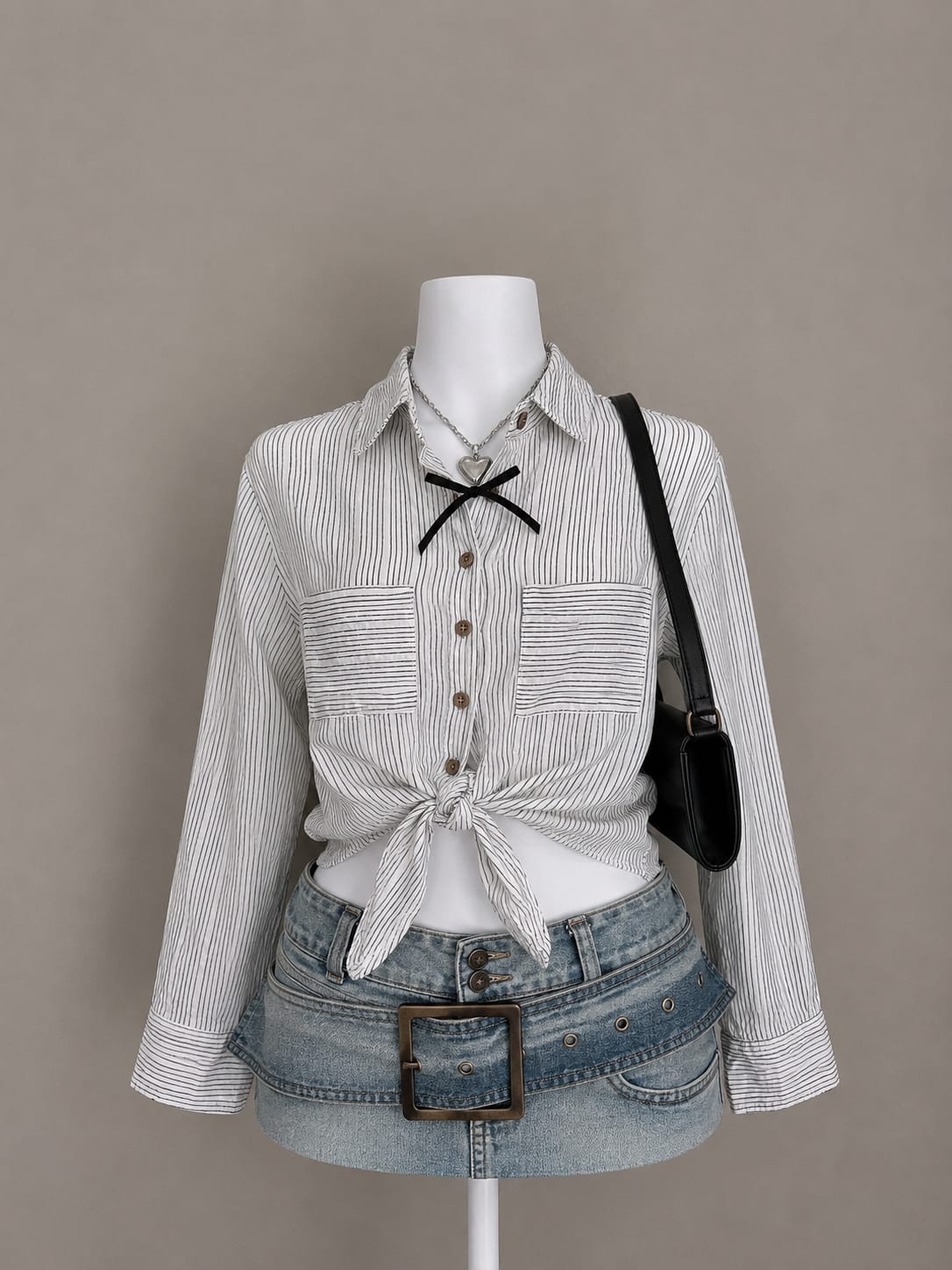 Women’s Striped Tie-Front Button-Down Shirt