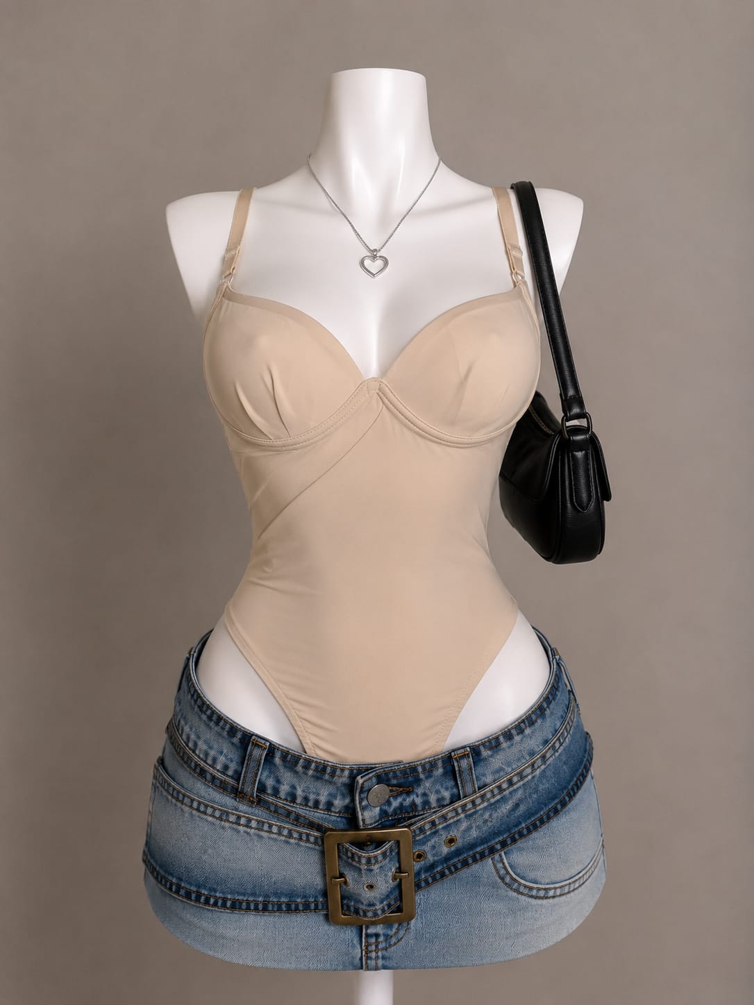 Beige Underwire Cup Bodysuit