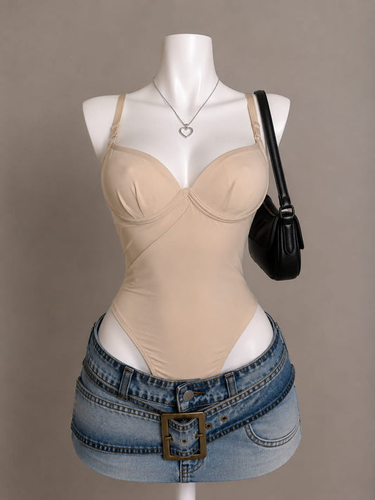 Beige Underwire Cup Bodysuit