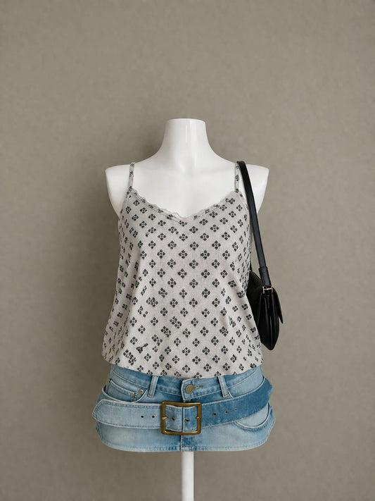 Grey Floral Print Cami Top