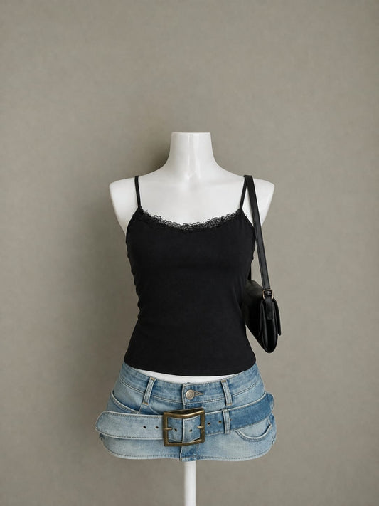 Black Lace-Trim Camisole