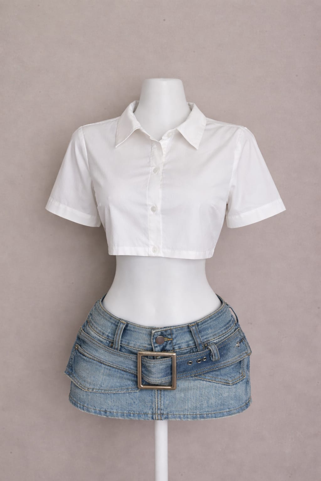 Cream Classic Collar Top