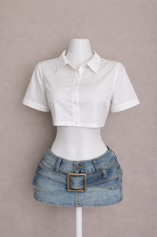 Cream Classic Collar Top