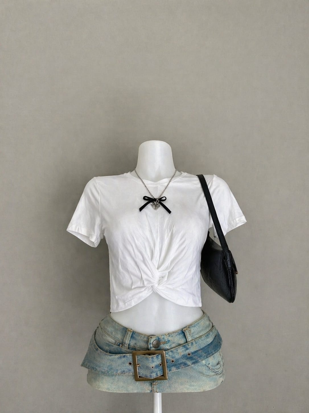Blue Striped Crop Shirt