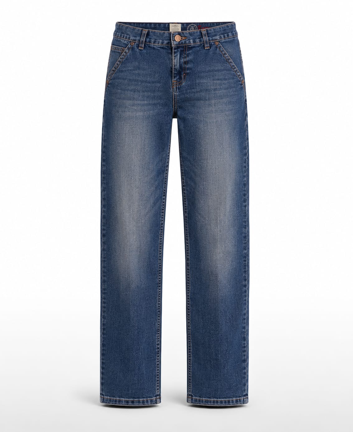 Mid Wash Straight-Leg Jeans
