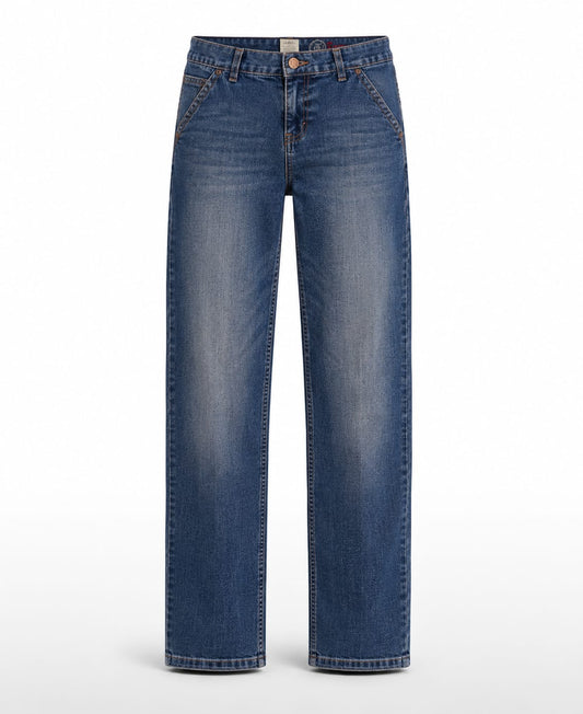 Mid Wash Straight-Leg Jeans