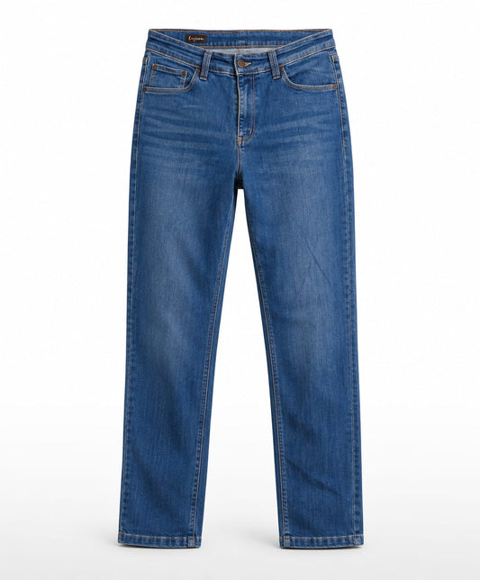 Mid Wash Slim Straight-Leg Jeans