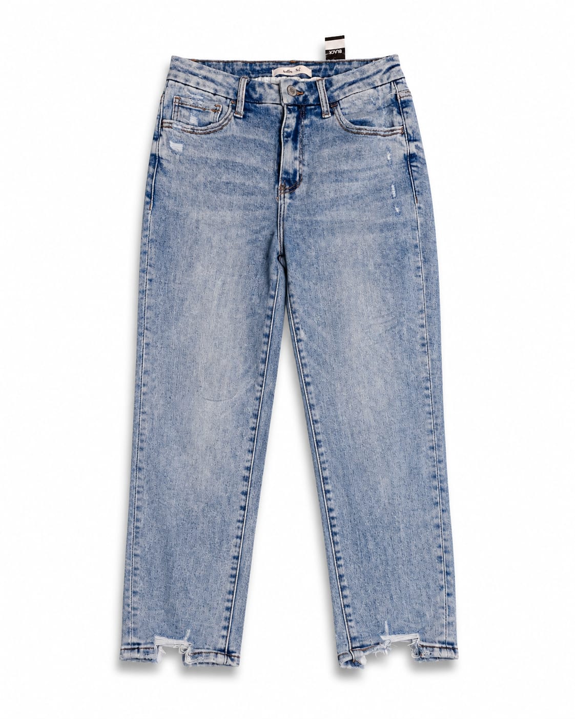 Light Wash Distressed Straight-Leg Cropped Jeans