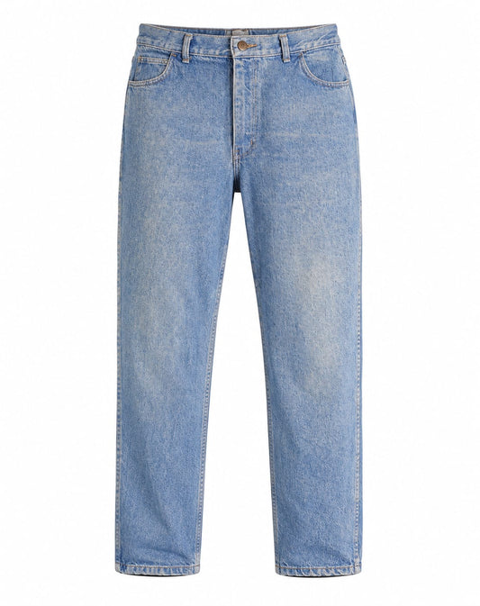 Light Wash Relaxed Tapered Cropped Jeans