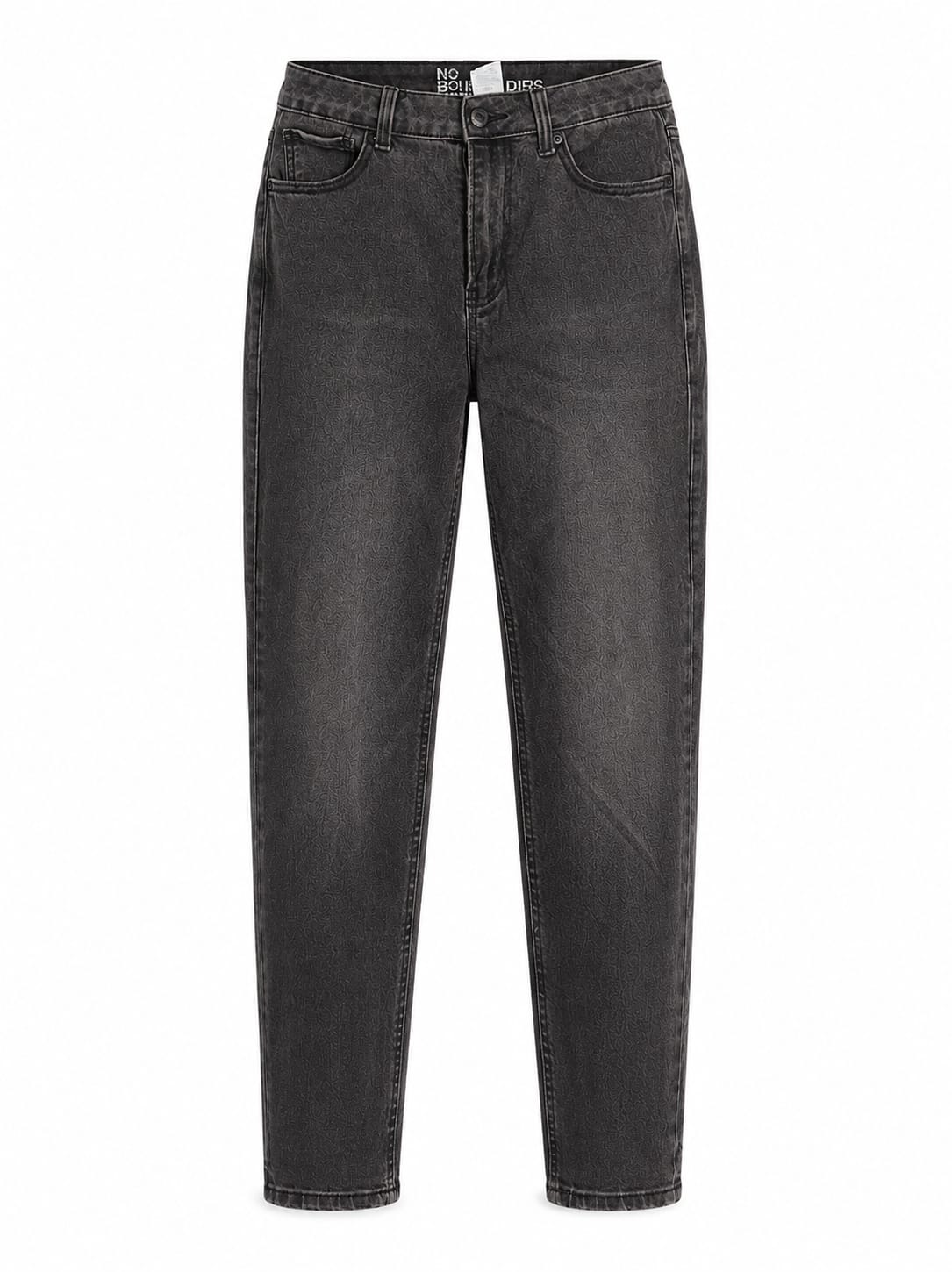 Washed Charcoal Tapered Mom-Fit Jeans