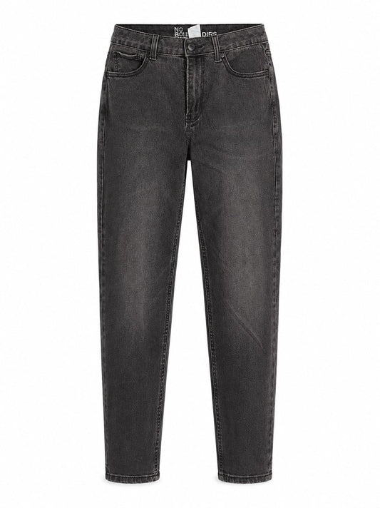 Washed Charcoal Tapered Mom-Fit Jeans