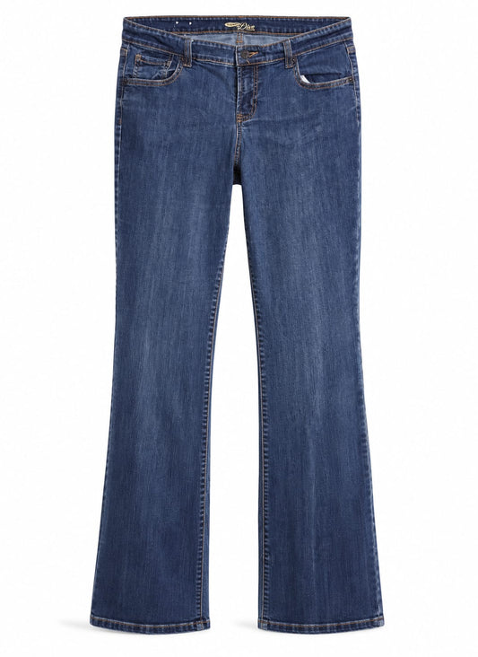 Mid Blue Low-Rise Bootcut Flare Jeans
