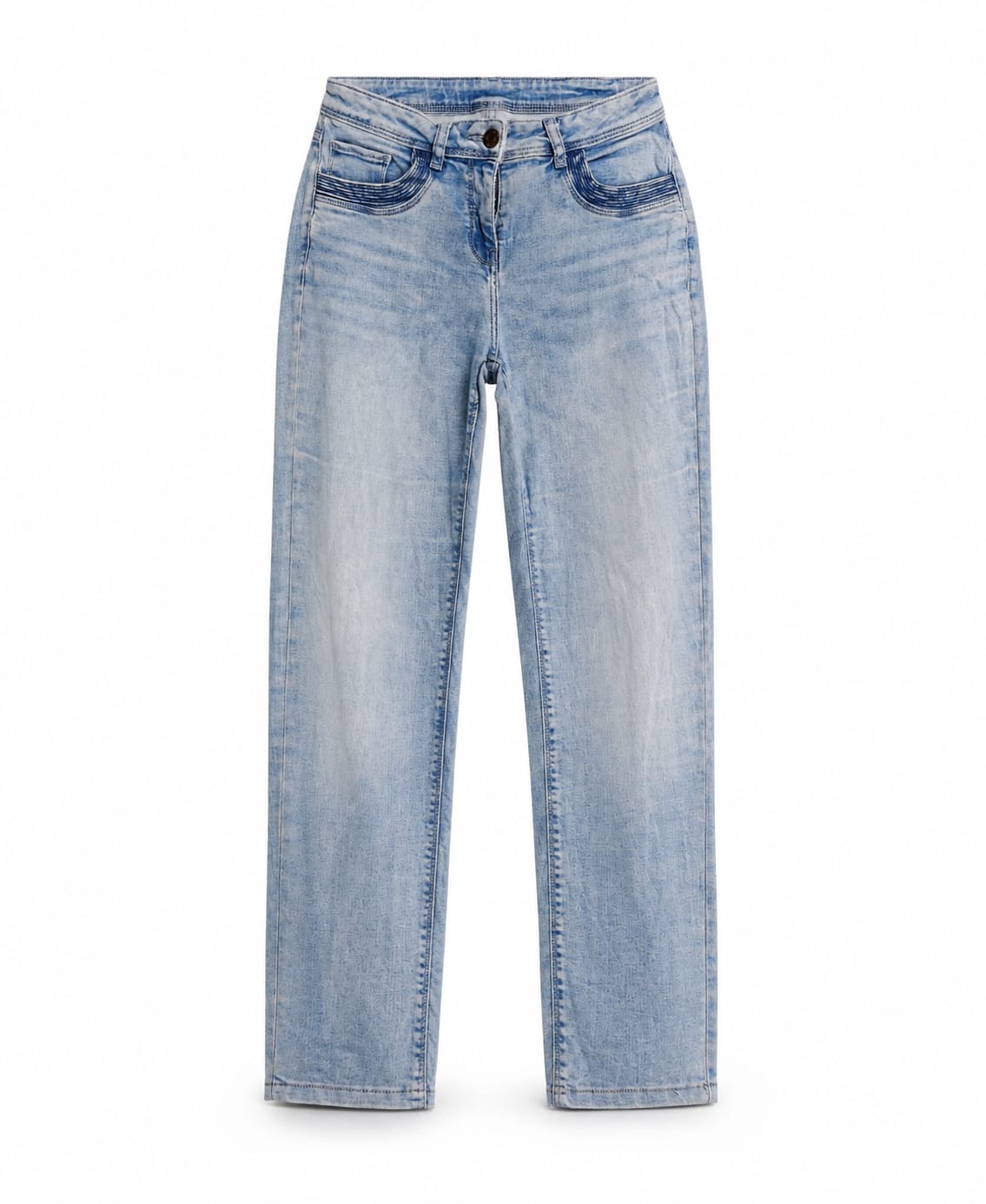 Light Wash High-Rise Straight-Leg Jeans