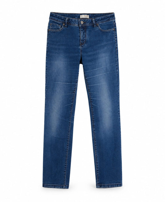 Medium Blue Wash Slim Straight-Leg Jeans