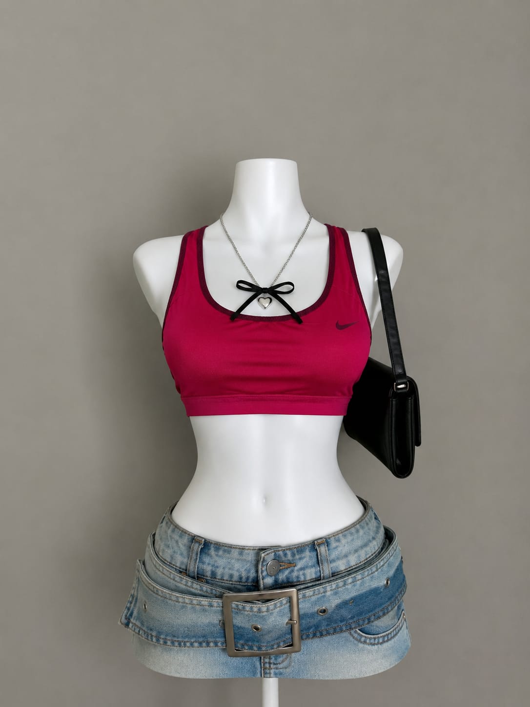 Magenta Racerback Sports Crop Top - Front View