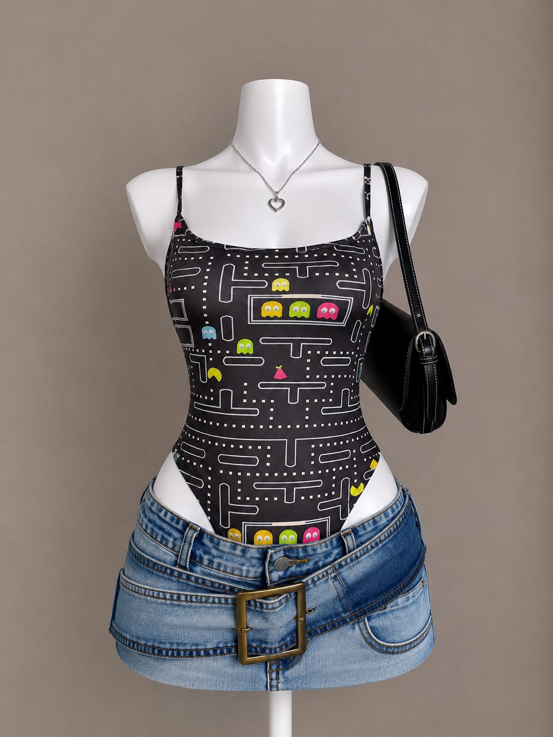 Pac-Man Graphic Print Bodysuit – F20