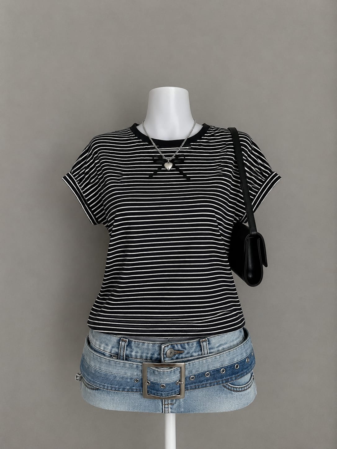 Black & White Pinstripe Short Sleeve T-Shirt