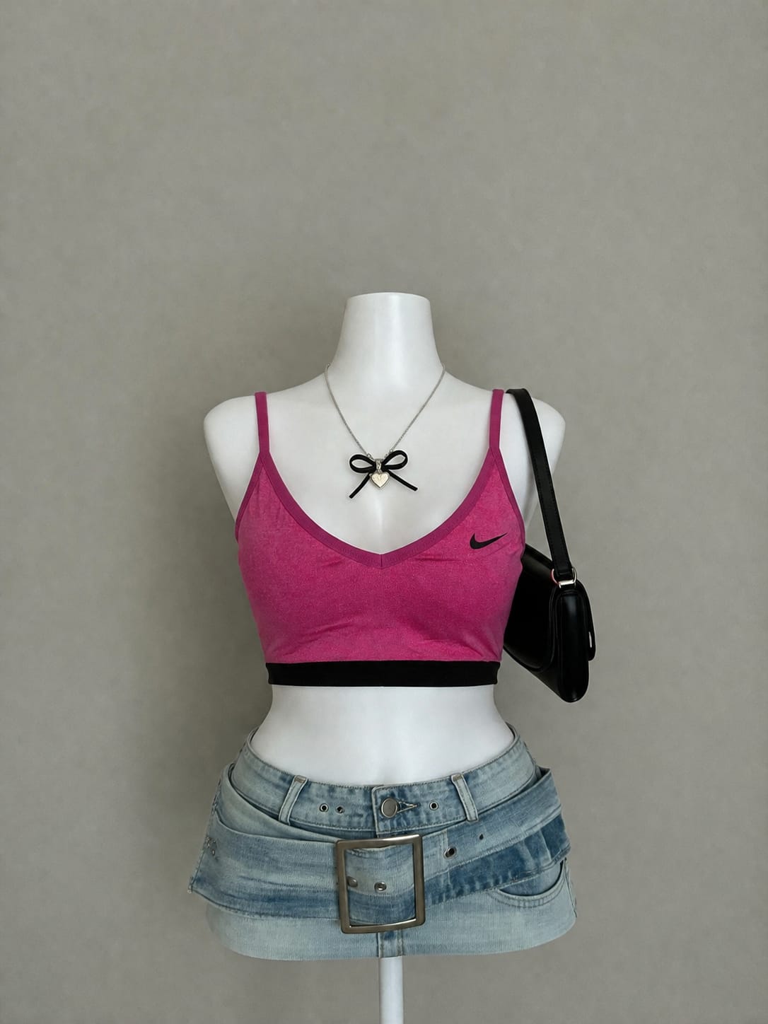 Fuchsia Nike V-Neck Spaghetti Strap Crop Sports Bralette