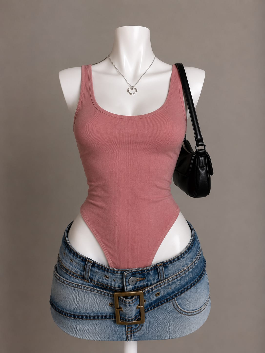 Dusty Rose Ribbed U-Neck Sleeveless Bodysuit