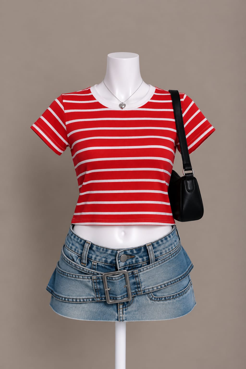 Red Striped Crop Top