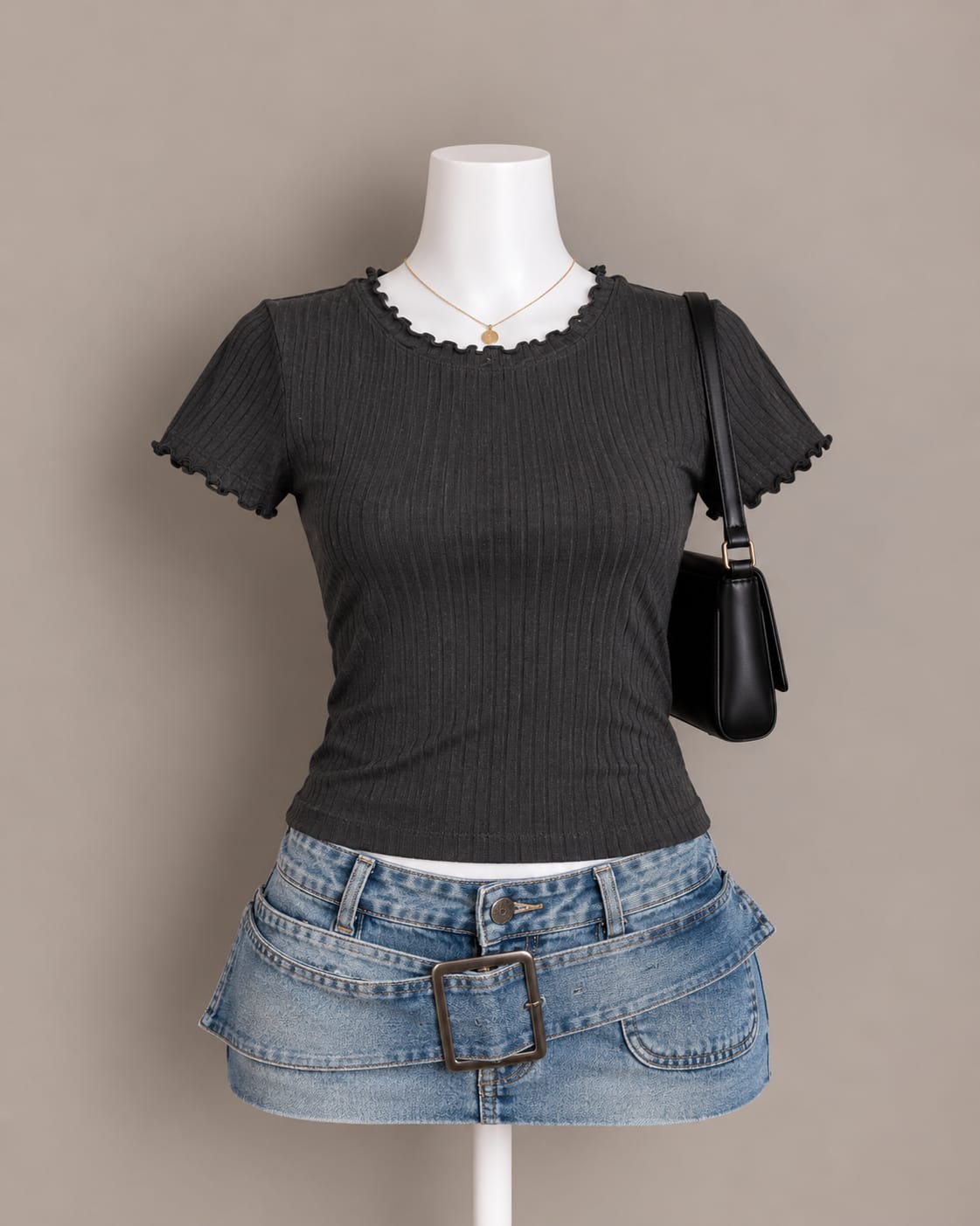 Charcoal Ribbed Top
