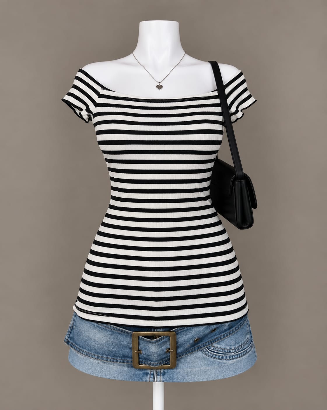 Black White Striped Top