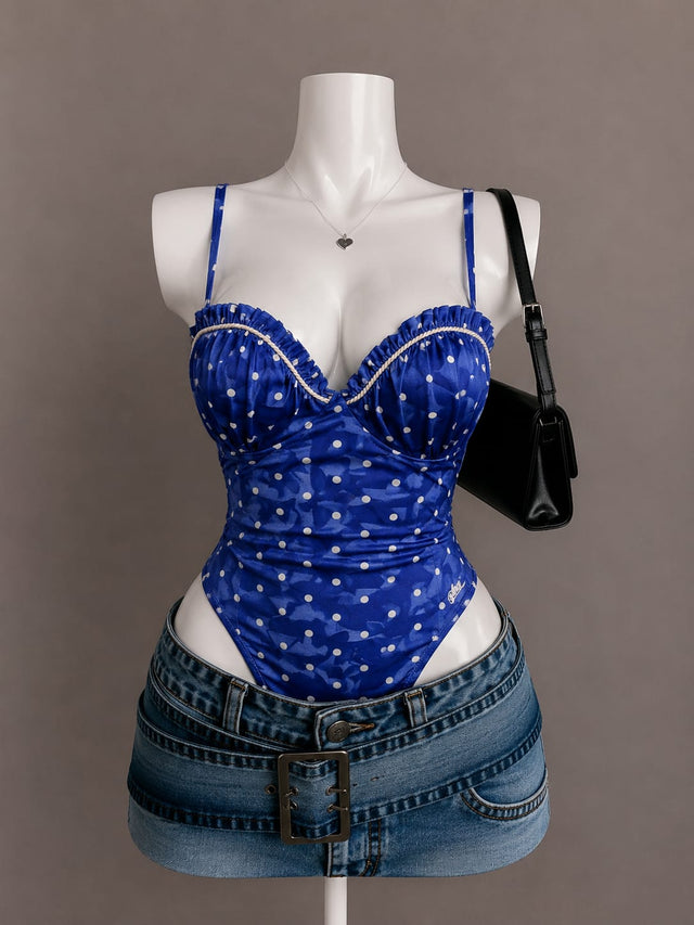 Blue Polka Dot Bodysuit