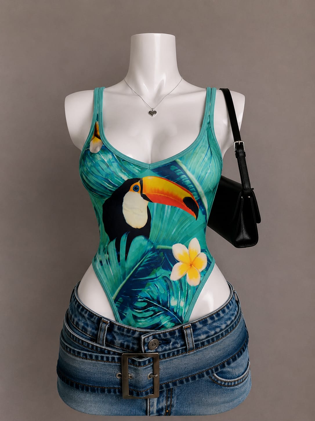 Teal Printed Bodysuit