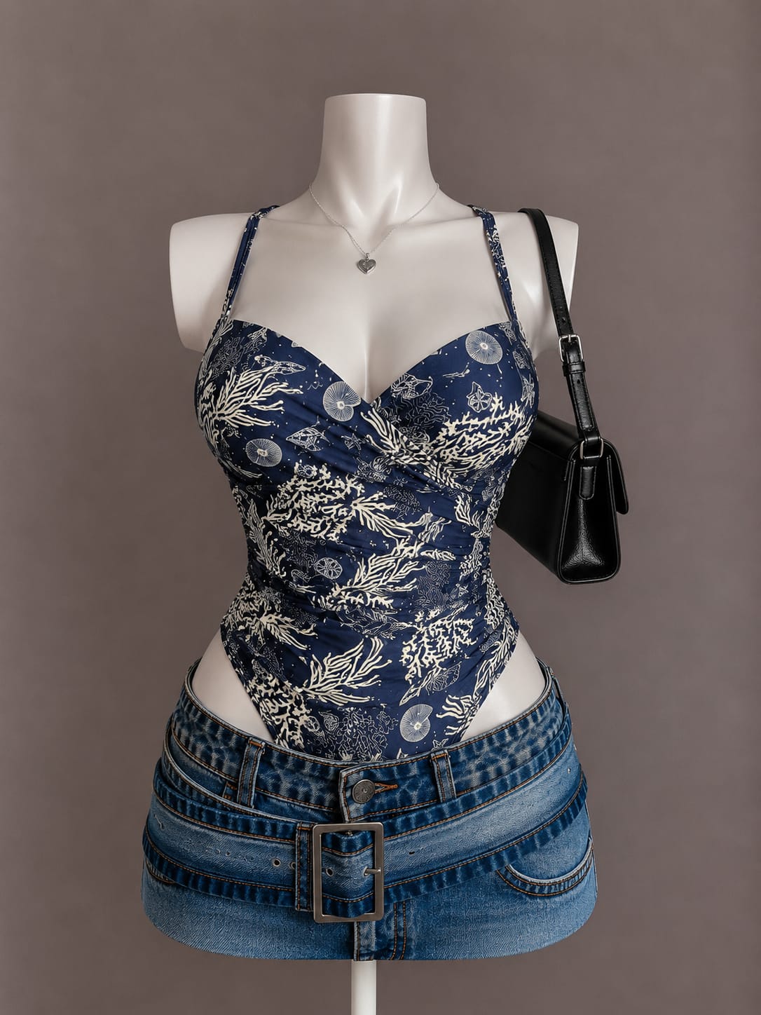 Navy Printed Bodysuit