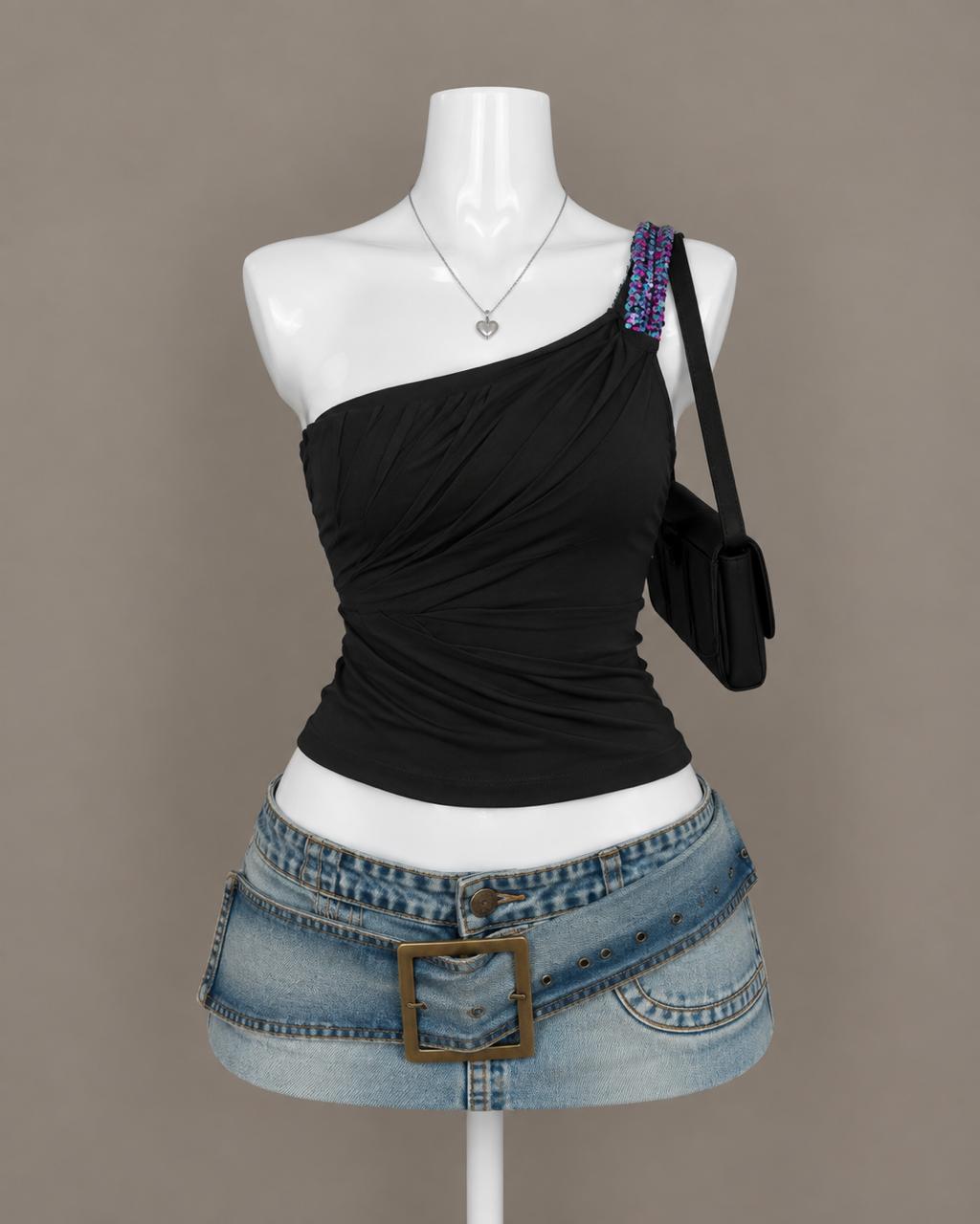 Black One Shoulder Top