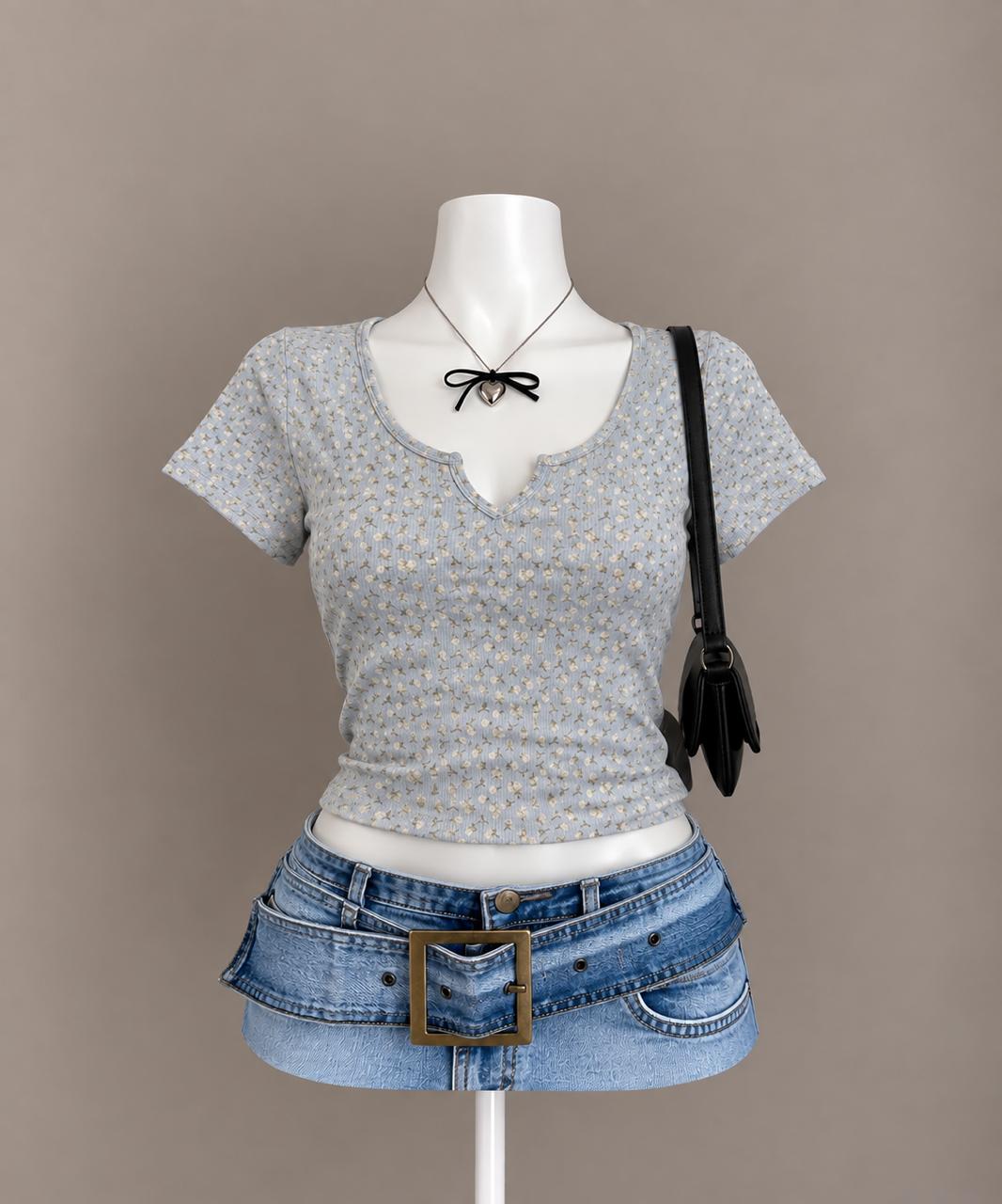 Light Blue Floral T-Shirt