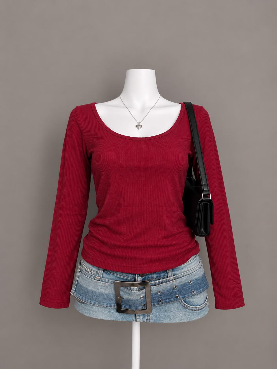 Red Long Sleeve Top
