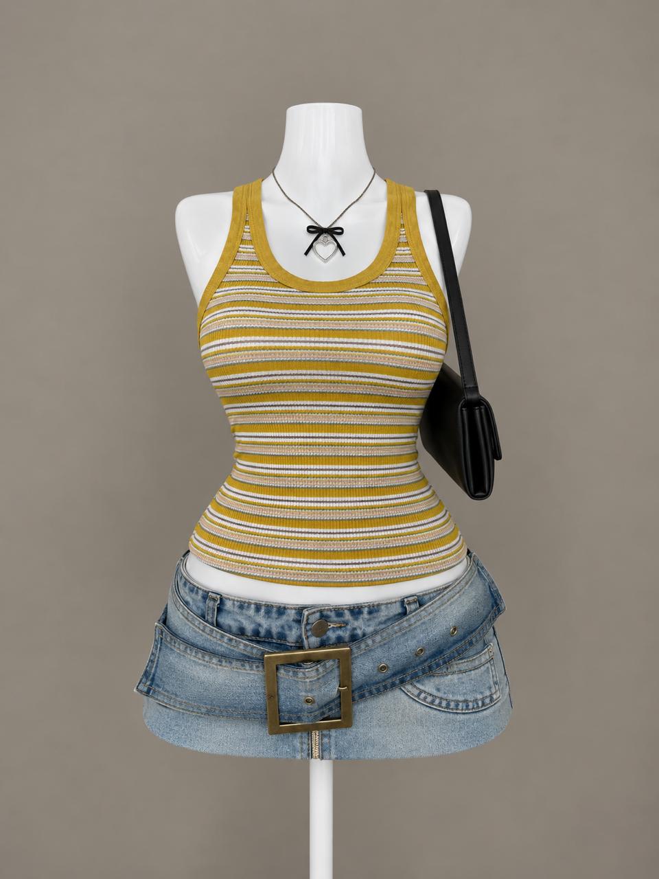 Mustard Striped Tank Top