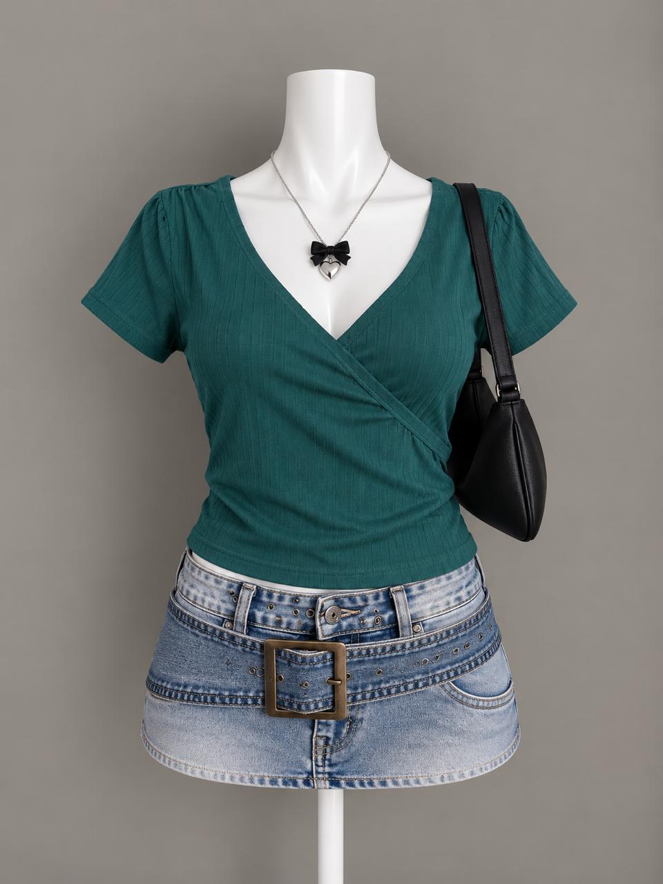 Teal Wrap Top