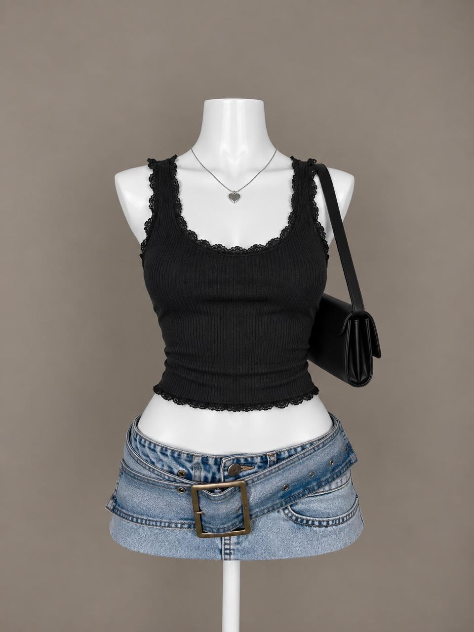 Black Crop Tank Top