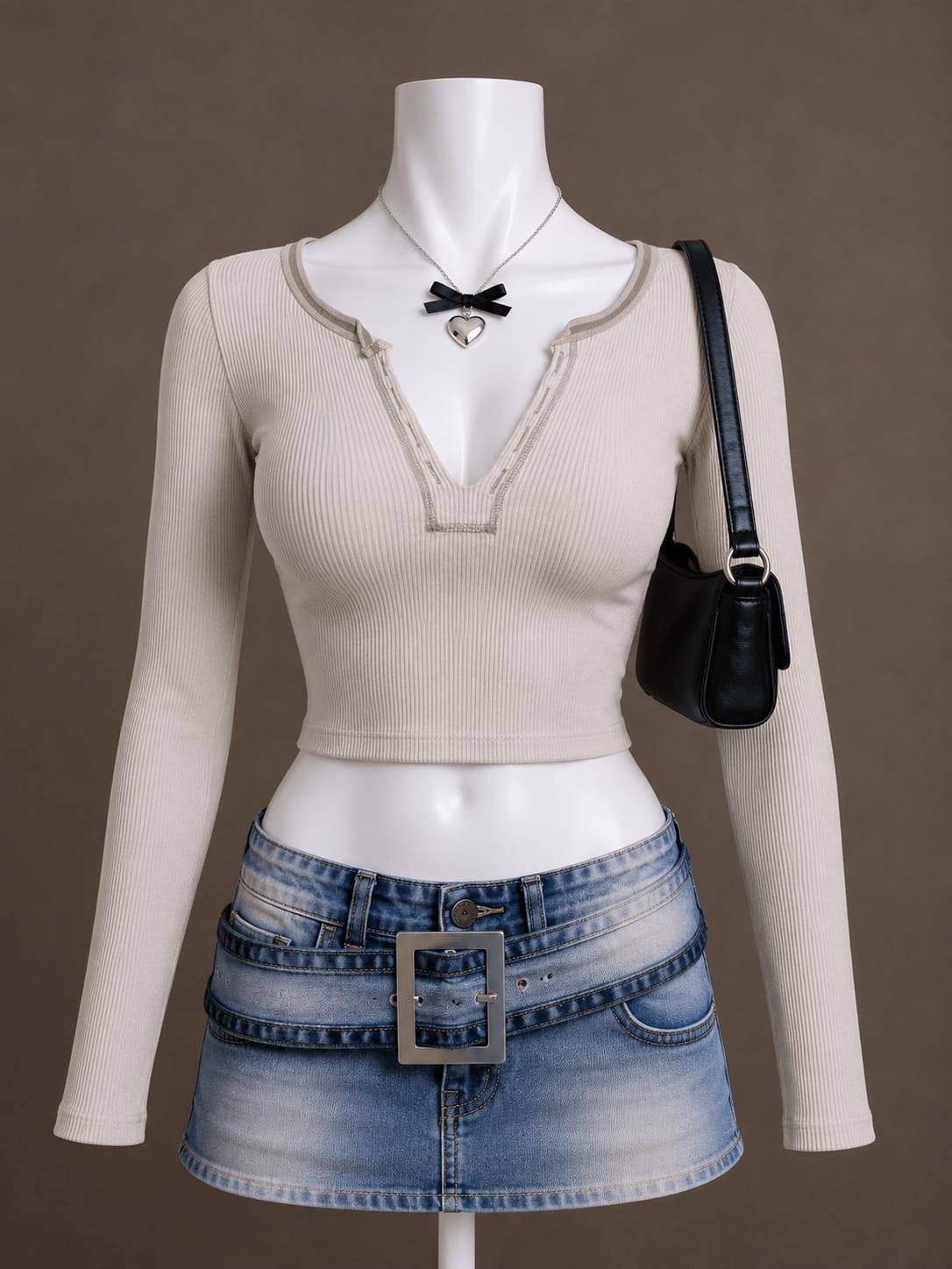 Beige Crop Top