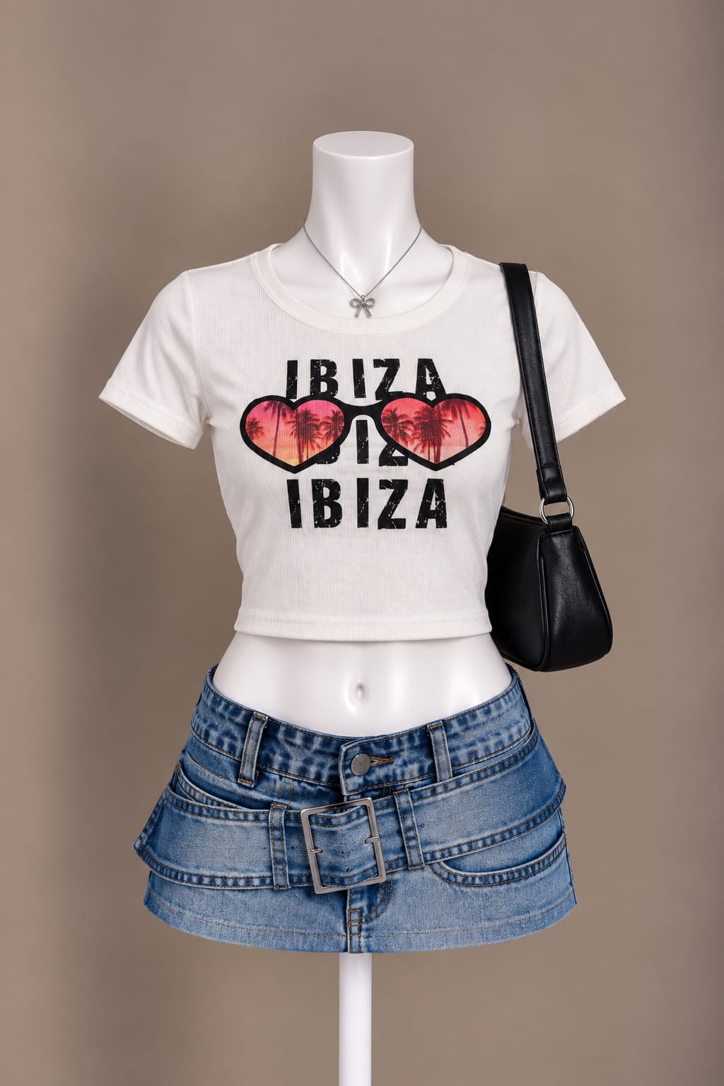 White Graphic Crop Top