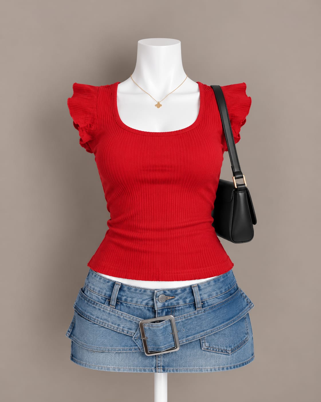 Red Ruffle Top
