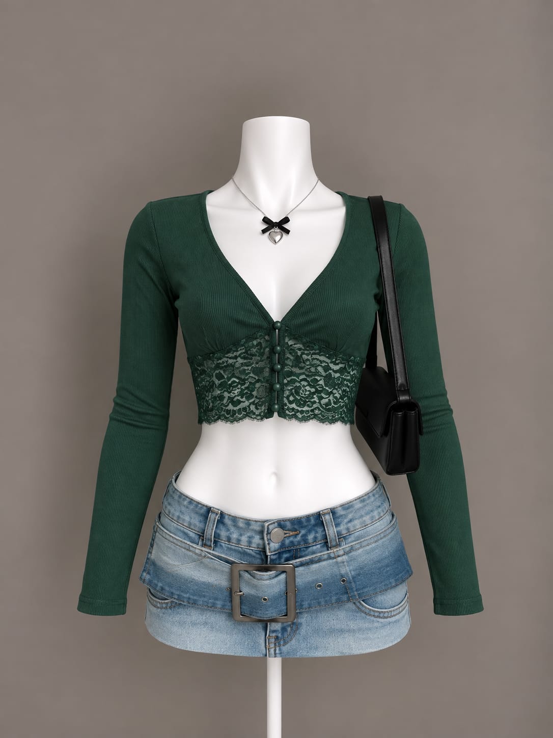 Dark Green Crop Top