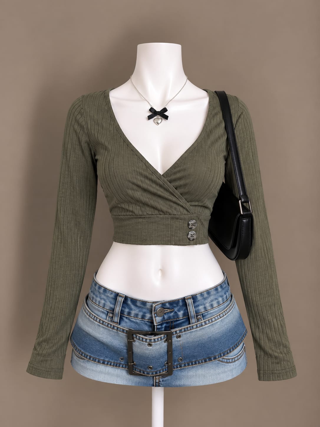 Olive Green Crop Top