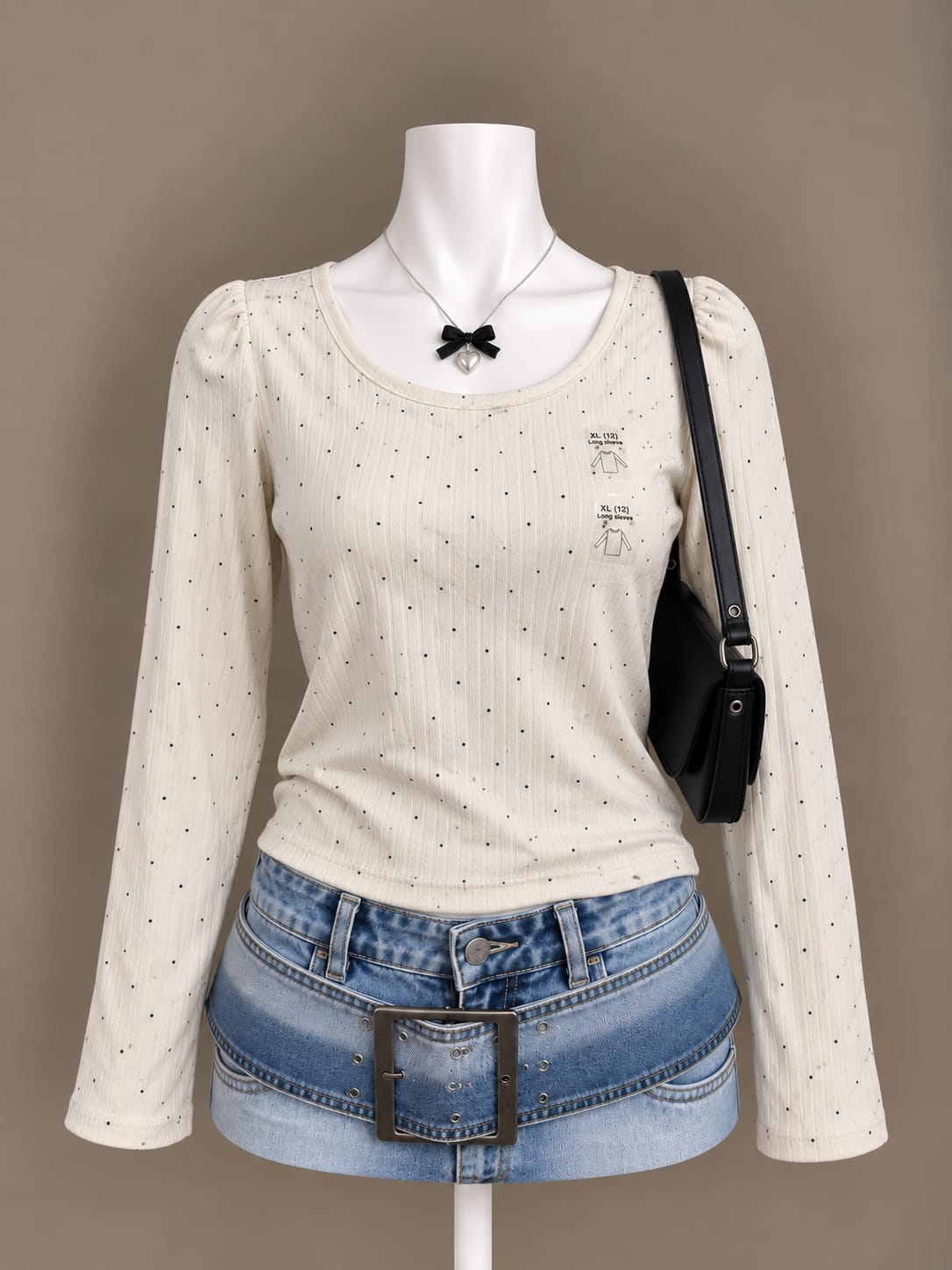 Cream Polka Dot Top