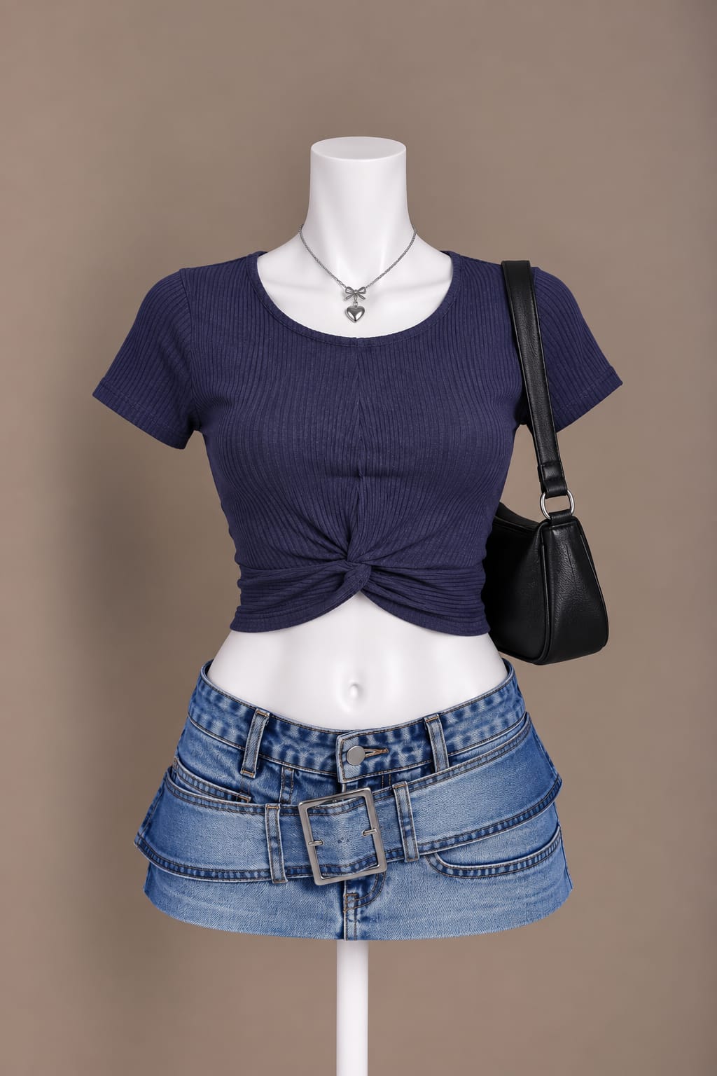 Navy Twist Crop Top