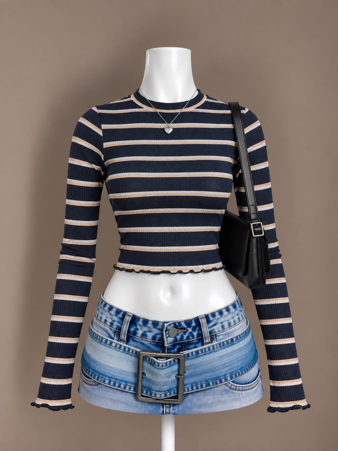 Navy Stripe Crop Top