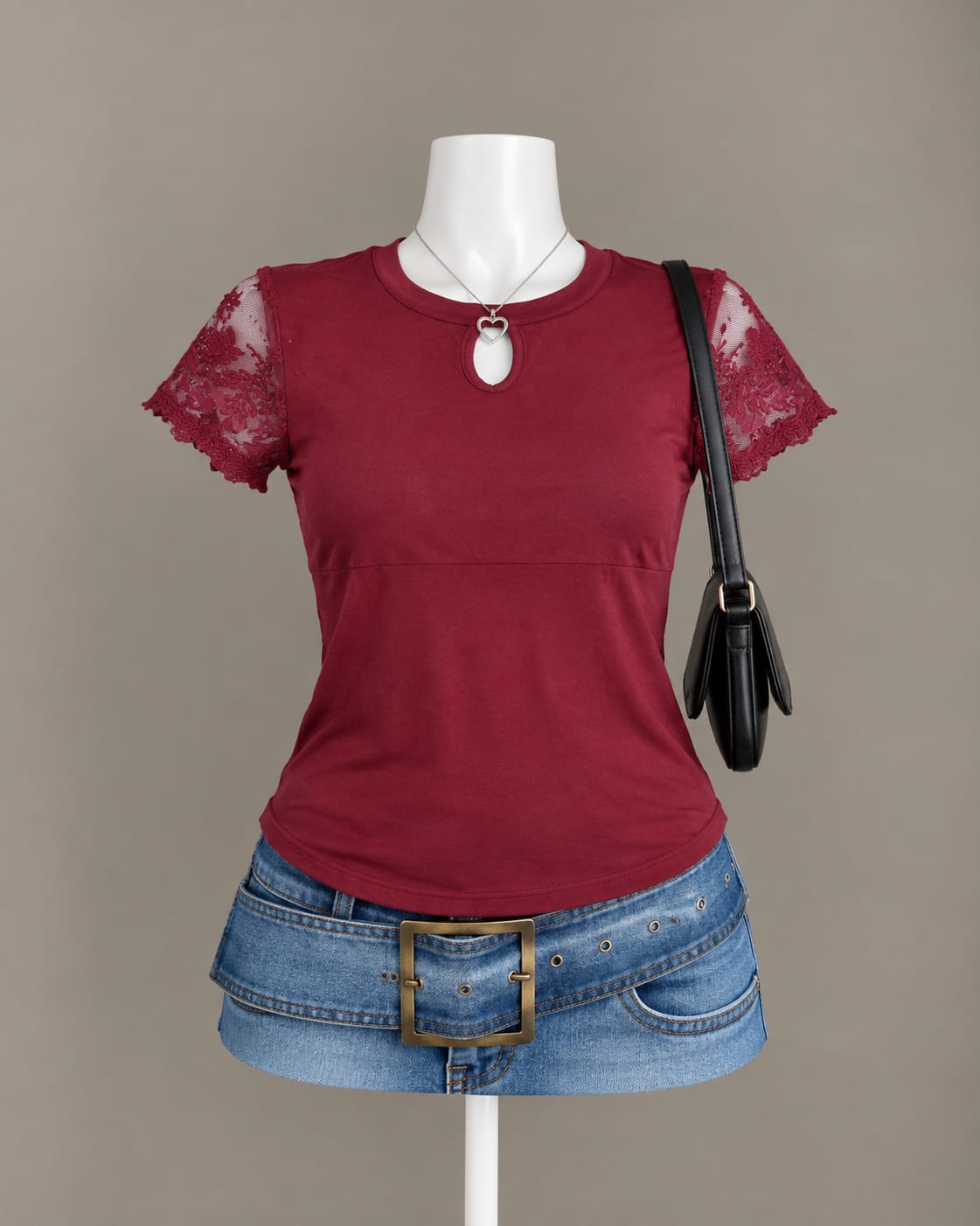 Burgundy Lace Sleeve Top